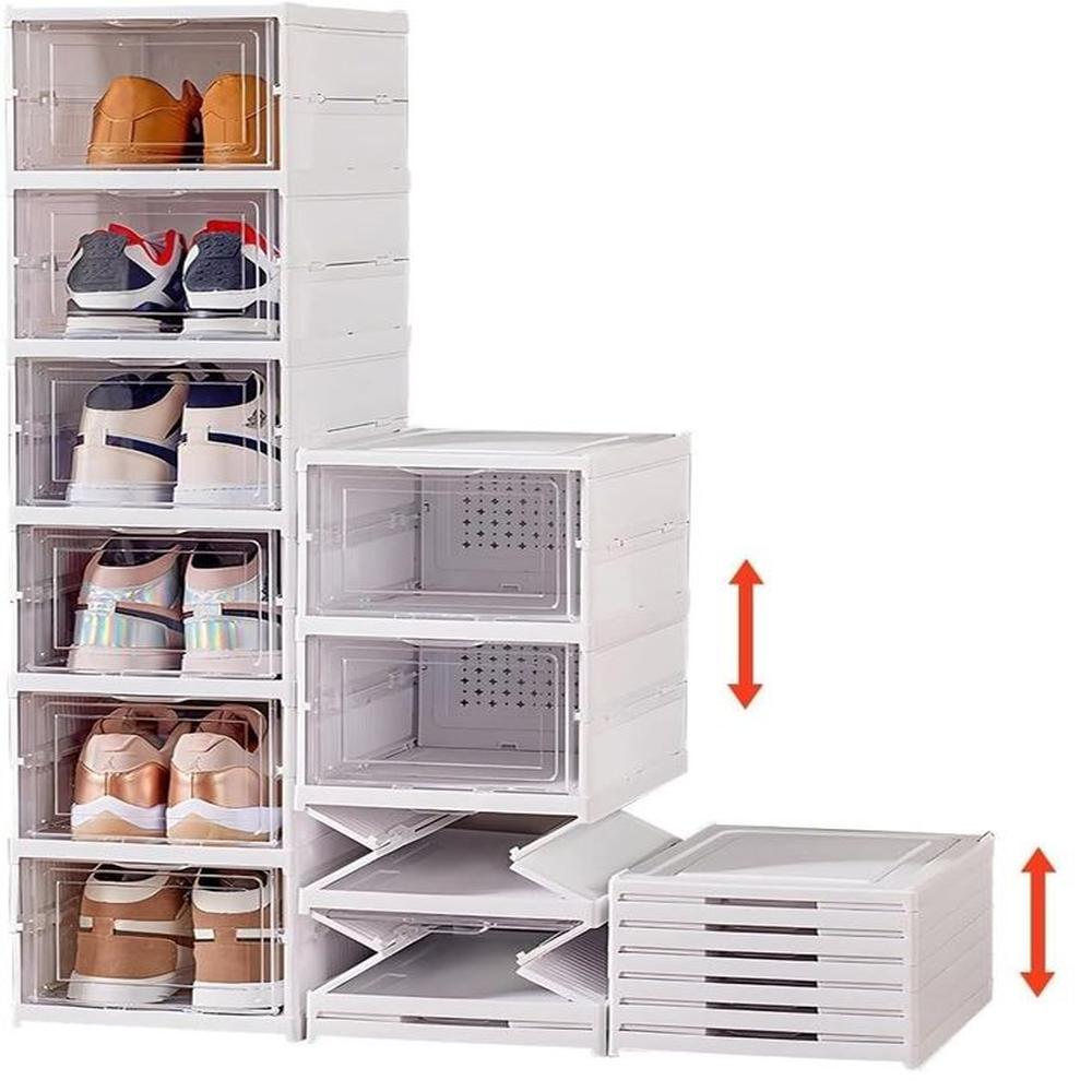 Zapatera Plegable de 6 Niveles con Tapa en Color Blanco