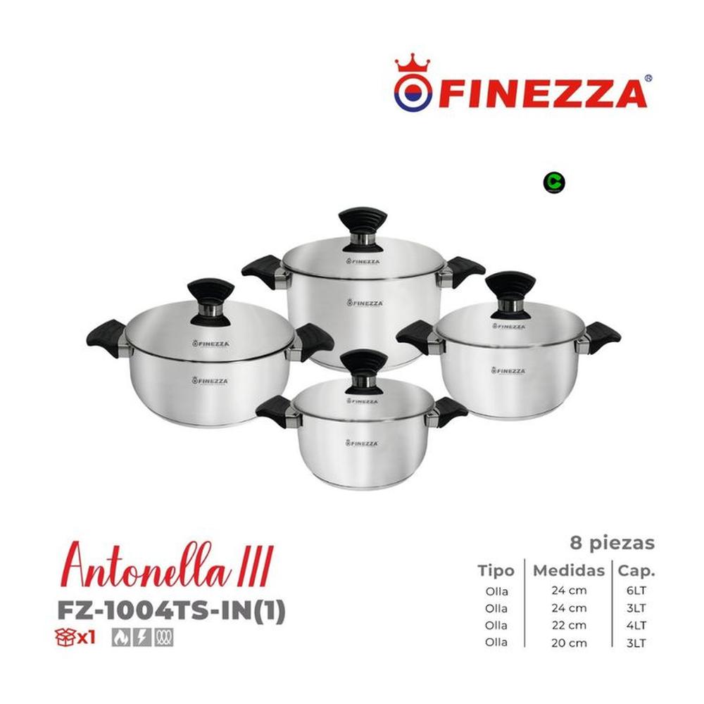 Ollas de acero Inoxidable Finezza Antonella FZ-1004TS-IN 8 Piezas