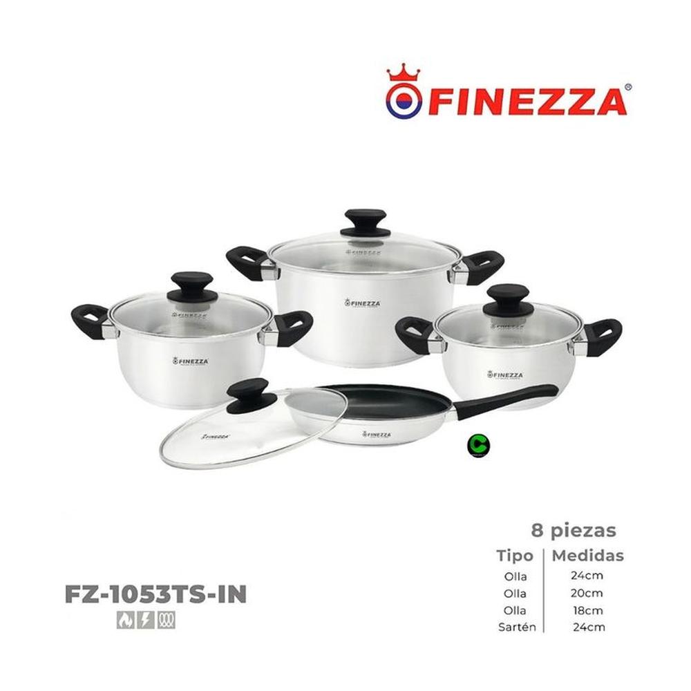 Set de ollas FINEZZA Acero Inoxidable FZ-1053TS-IN 8 Piezas
