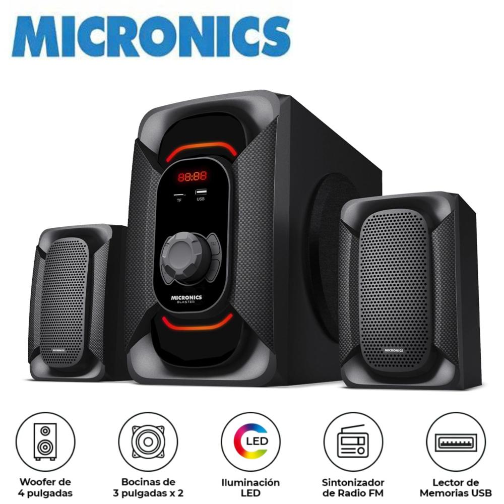 Parlante Micronics MIC S7401BT Blaster 2.1 con Subwoofer 4"" Iluminación LED
