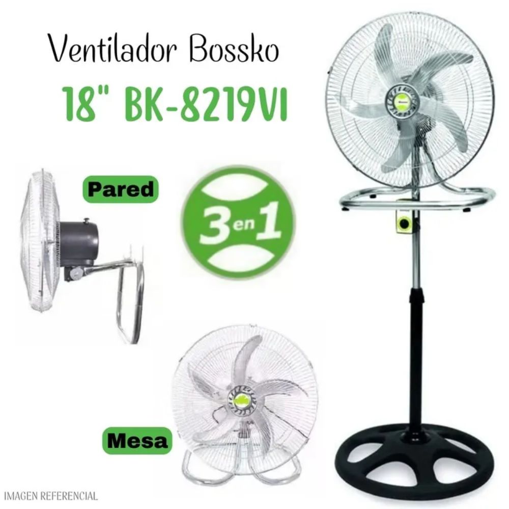 Ventilador Bossko De 5 Aspas 3 En 1 De 18? 200W BK-8219VI - PLATEADO
