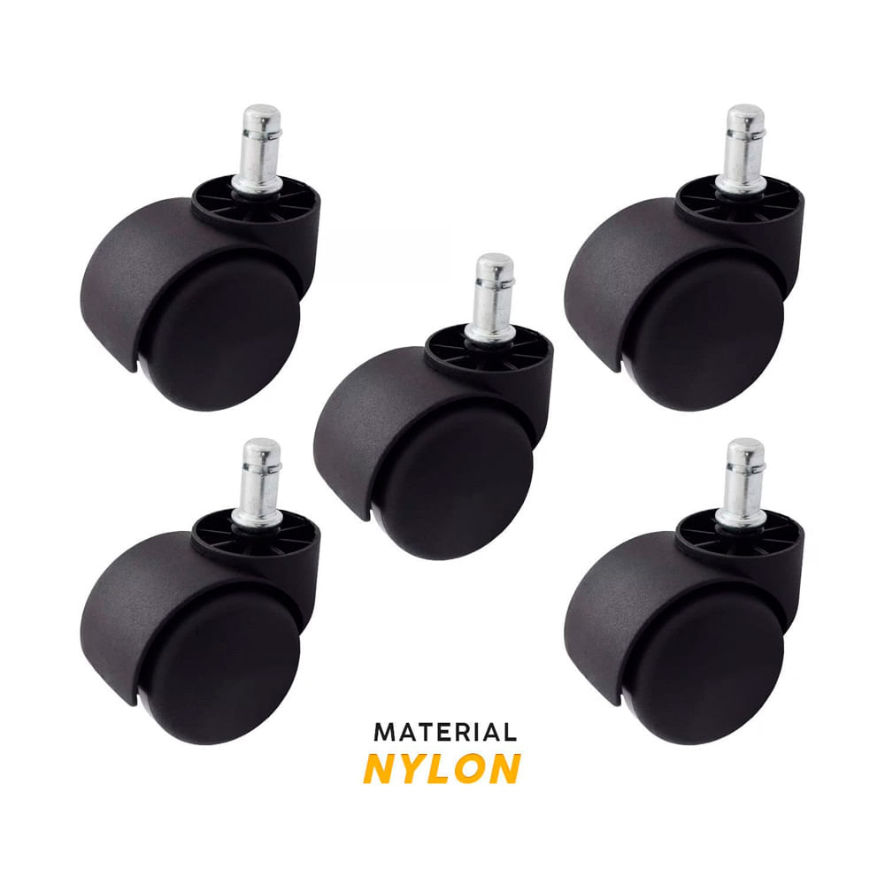 Pack 5 Ruedas Garruchas Giratorias Nylon Para Sillas De Oficina Ofideas