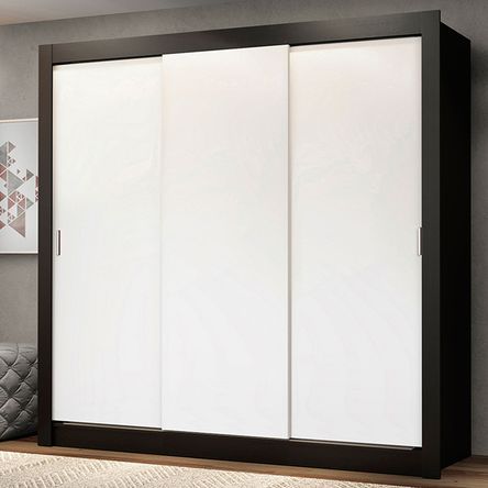 Ropero Monaco 3 Puertas Corredizas Negro y Blanco