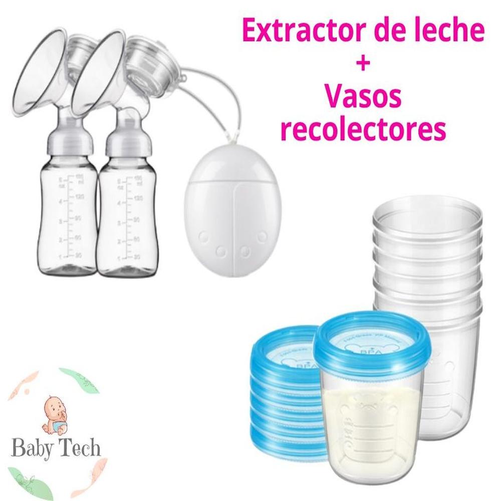 Extractor de Leche Eléctrico Doble  Vasos Almacenadores