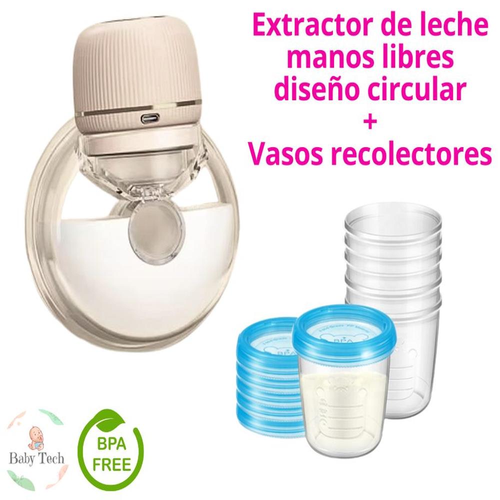 Extractor de Leche Manos Libres Diseño Circular Vasos