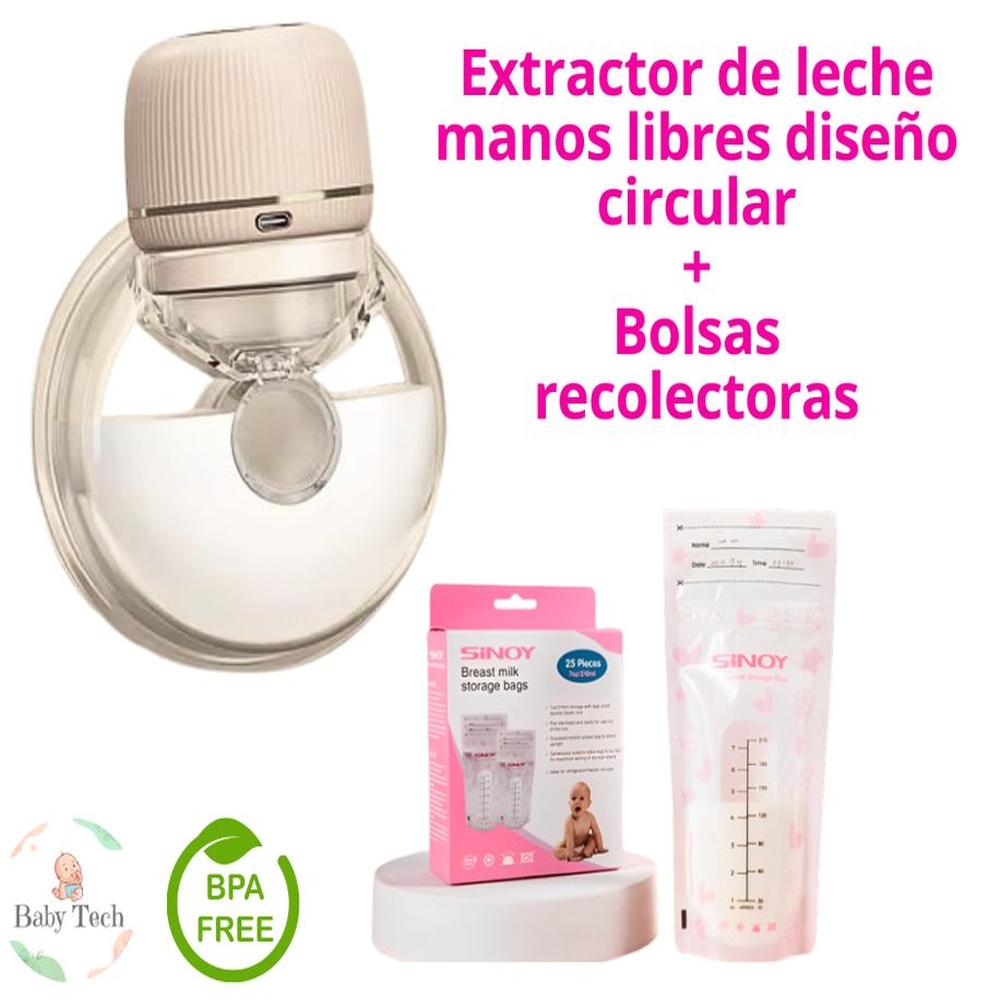 Extractor de Leche Manos Libres Diseño Circular Bolsas