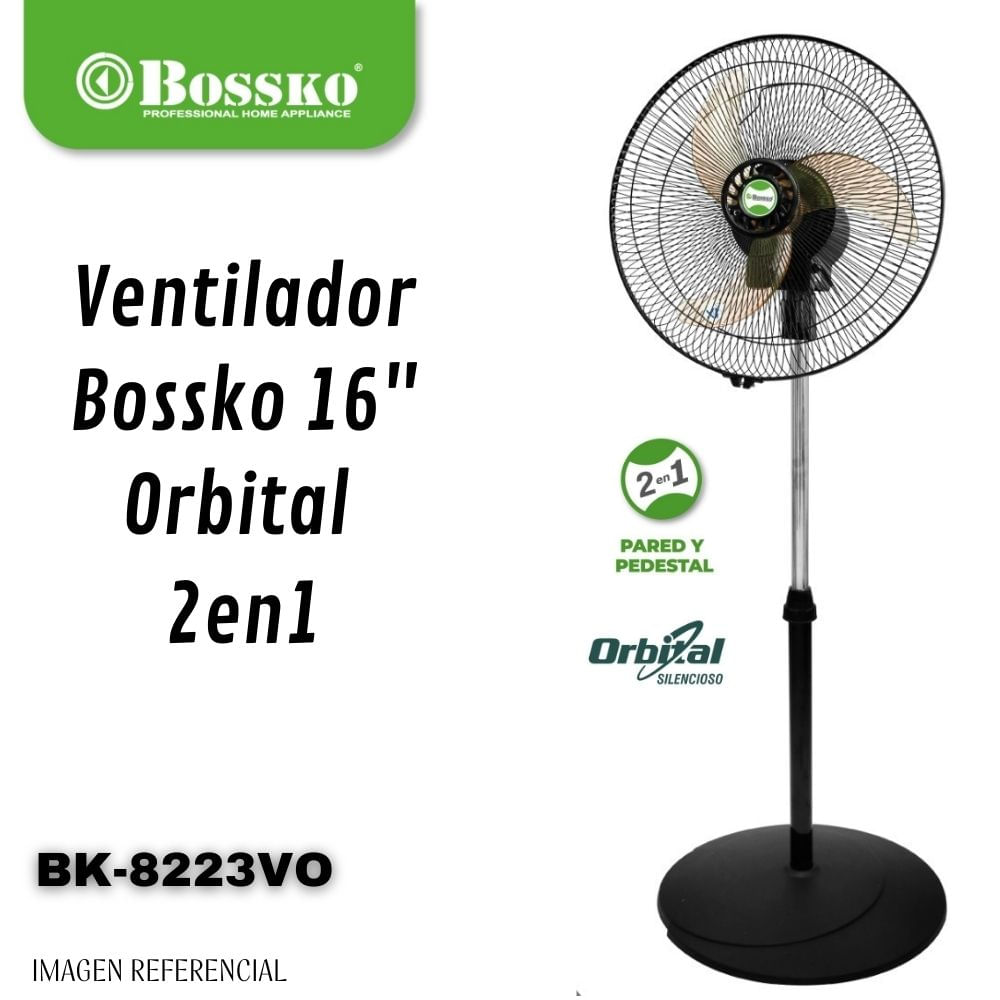 Ventilador Bossko Orbital 16"" 2 en 1 con 5 aspas Acrílicas - BK-8223VO – NARANJA