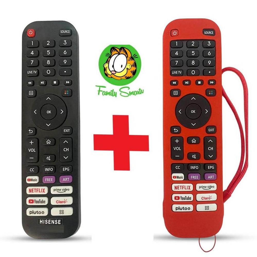 Control Remoto  Hisense Smart Tv Pequeño + Funda Roja