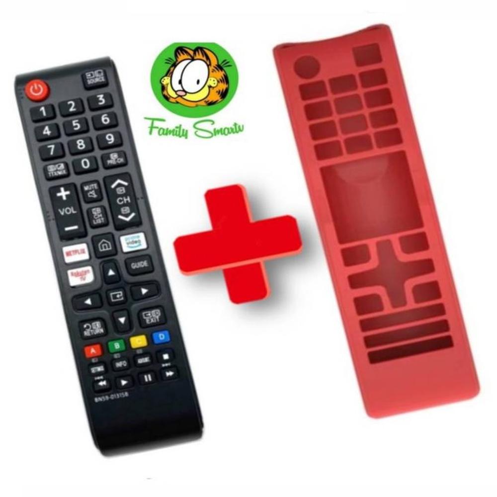 Control Remoto Para tv Samsung Smart Botón Netflix Amazon  funda Rojo