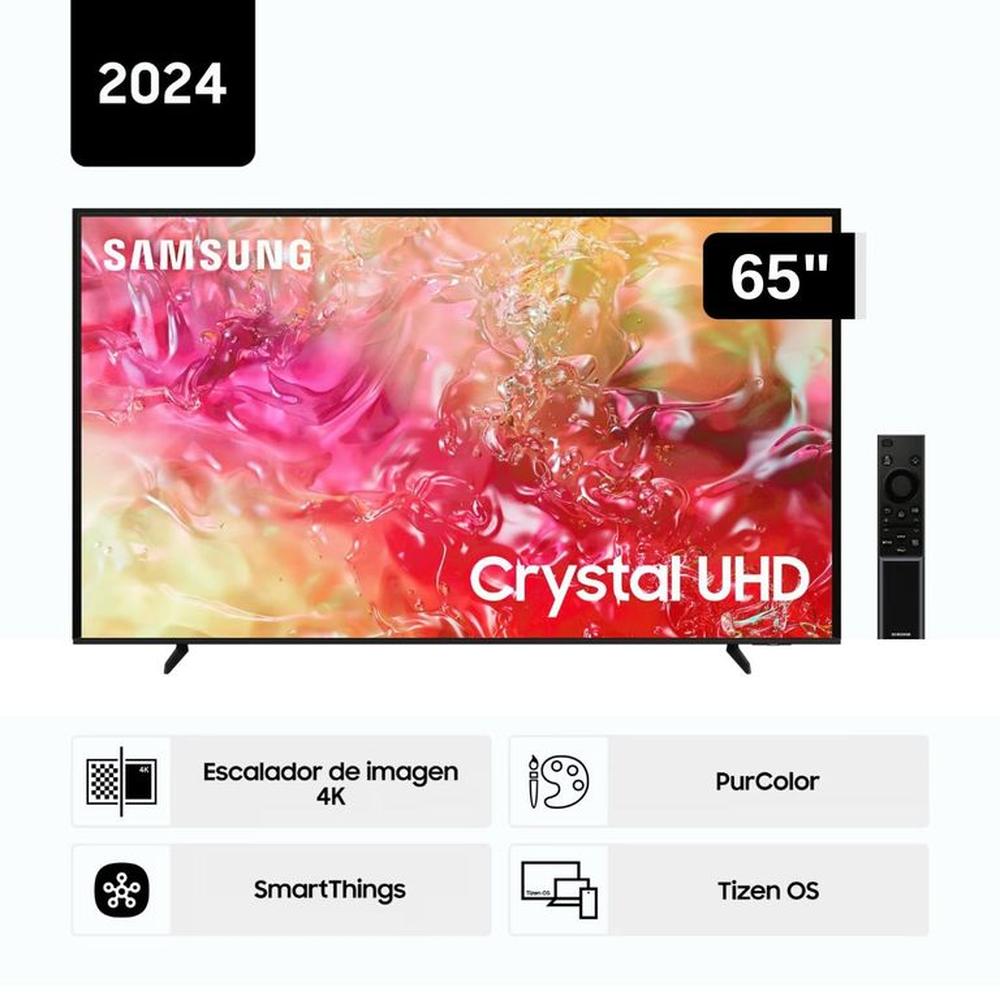 Televisor Samsung LED 65'' Crystal UHD 4K 65DU7000 Tizen OS Smart TV - Nuevo 2024