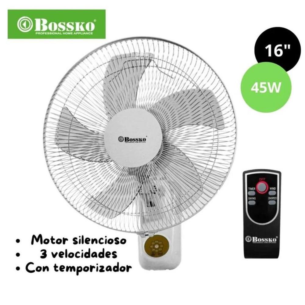 Ventilador de Pared Bossko BK-8450PD de 16 Control Remoto Blanco