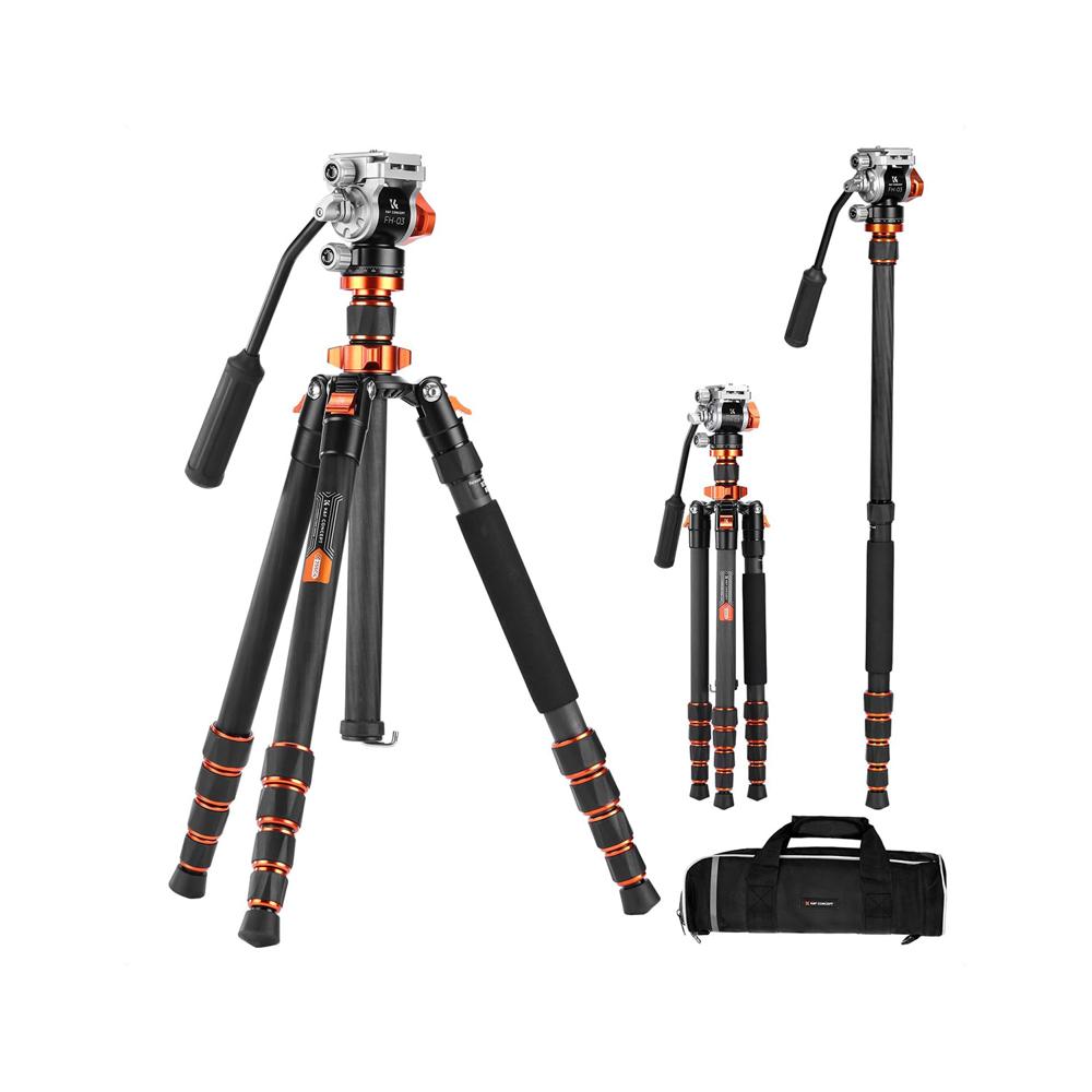 Trípode monopie de fibra de carbono O255C4+FH-03 K&F Concept KF09.158