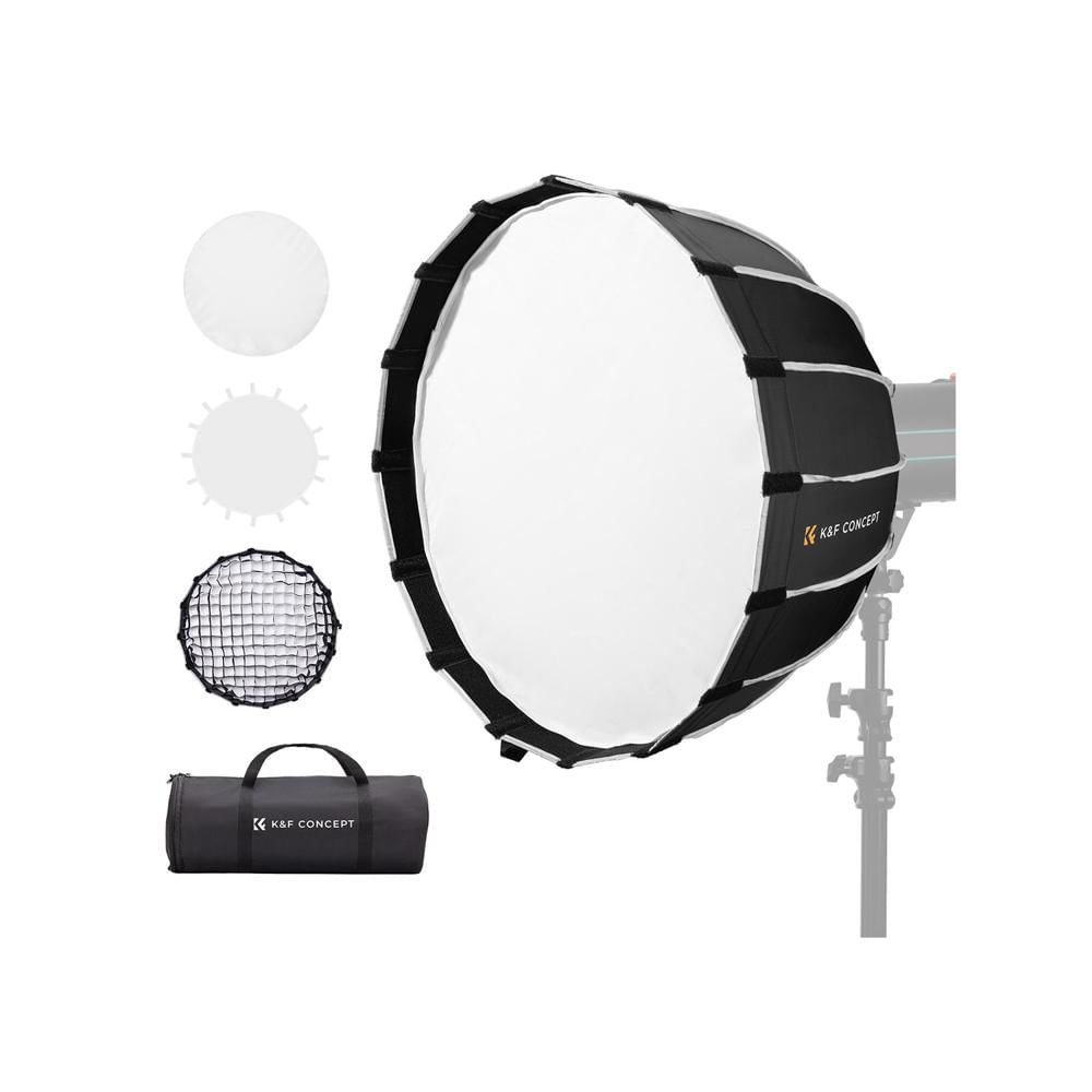 Sofbox parabólico + Grid - Armado Rápido K&F Concept - 90 cm