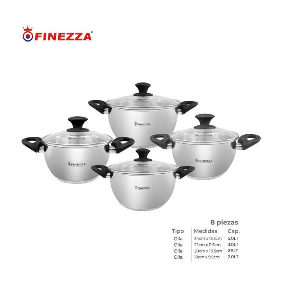 Set de ollas de acero inoxidable FINEZZA FZ-1060X-IN 8 Pzas