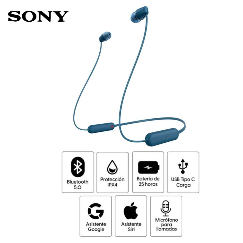 Audífonos Bluetooth SONY In Ear WI-C100 IPX4 25 Horas - Azul