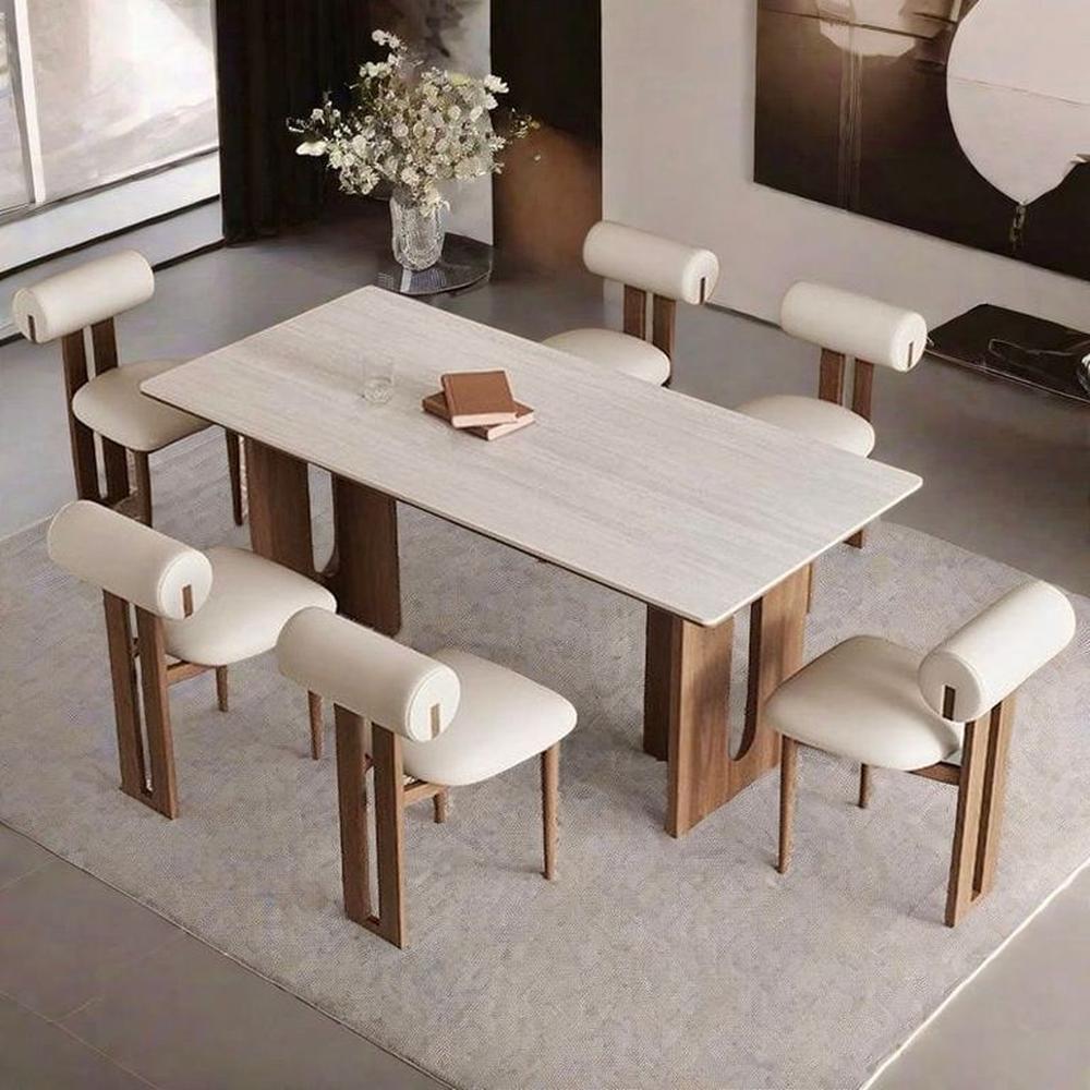 JUEGO DE COMEDOR 6 SILLAS ADELE BEIGE CLARO
