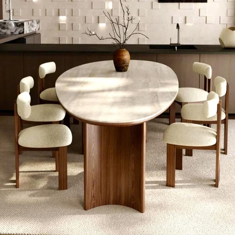 JUEGO DE COMEDOR 6 SILLAS LILY BEIGE CLARO