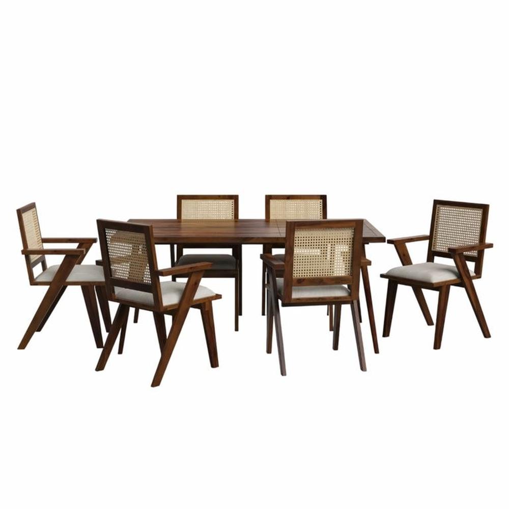 JUEGO DE COMEDOR 6 SILLAS MARCELO BEIGE CLARO