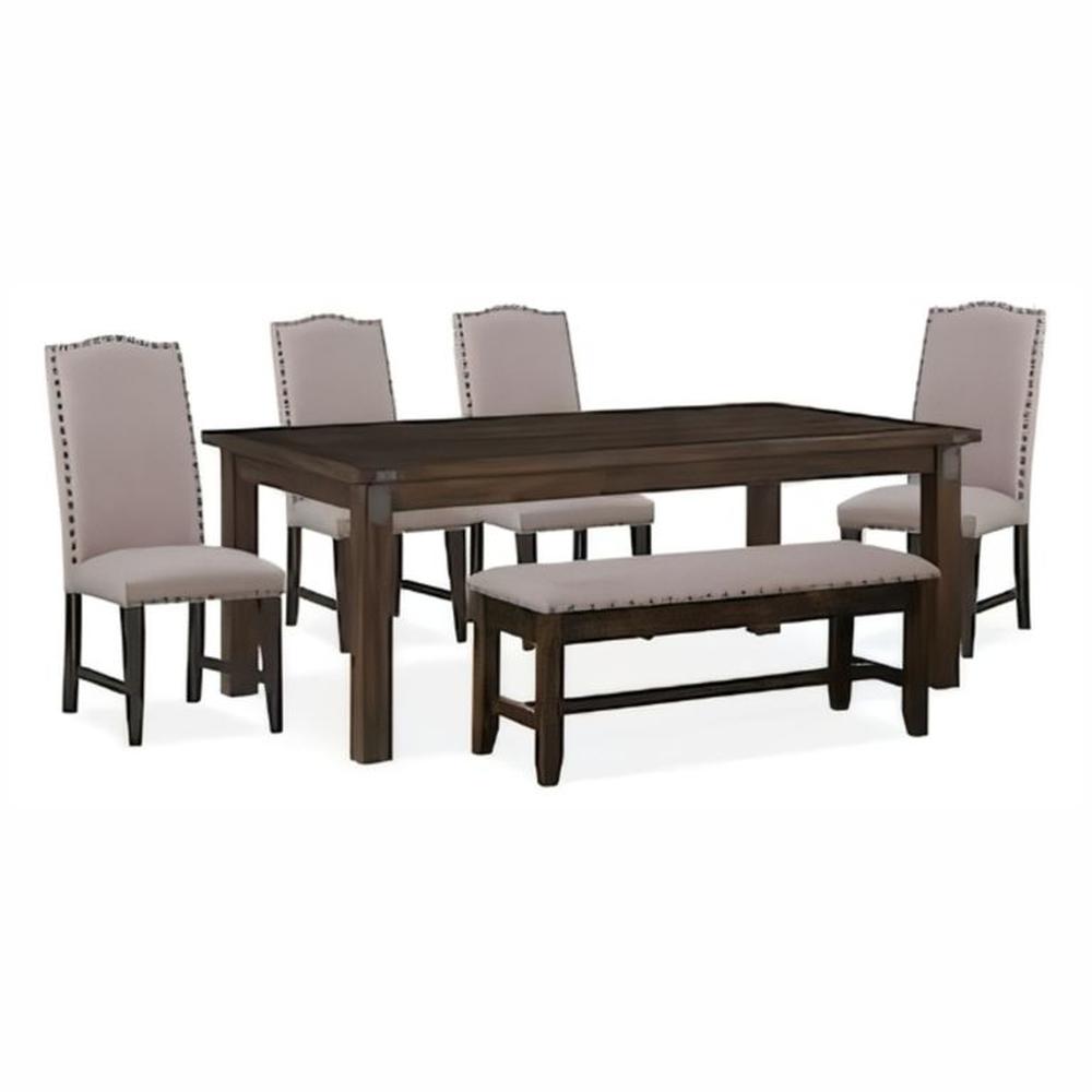 JUEGO DE COMEDOR 4 SILLAS + BANQUETA MAURICIO BEIGE