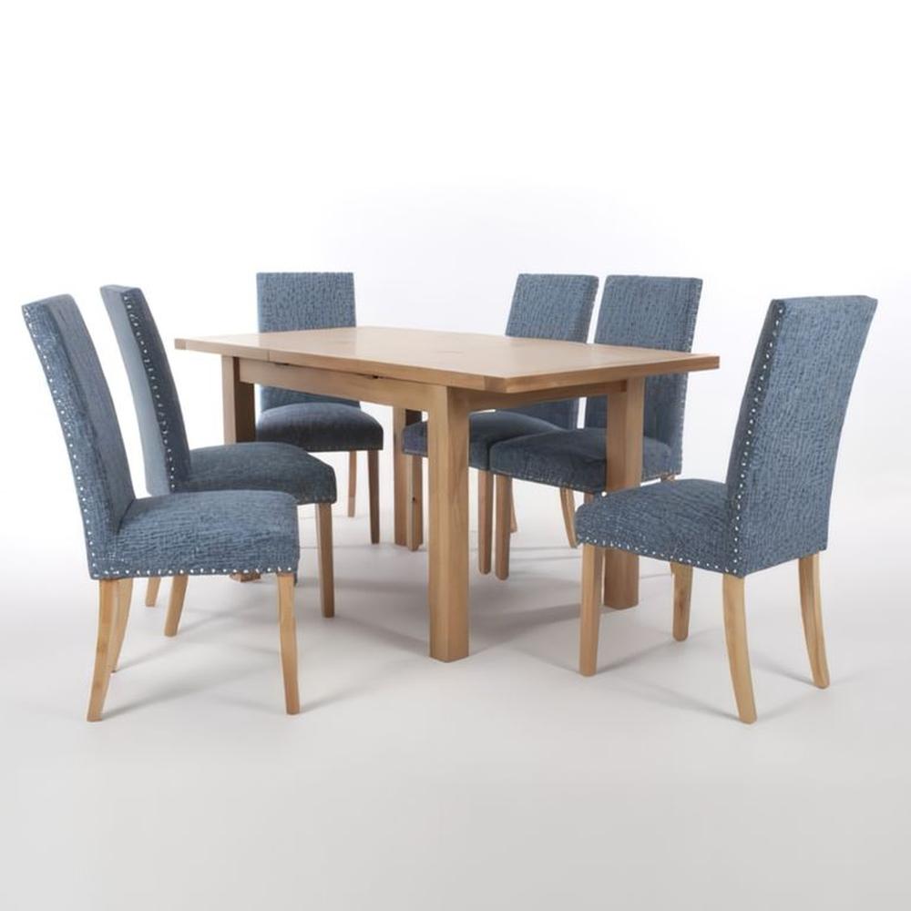 JUEGO DE COMEDOR 6 SILLAS ZOE AZUL