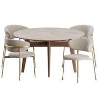 JUEGO DE COMEDOR 4 SILLAS CAYETANA DORADO