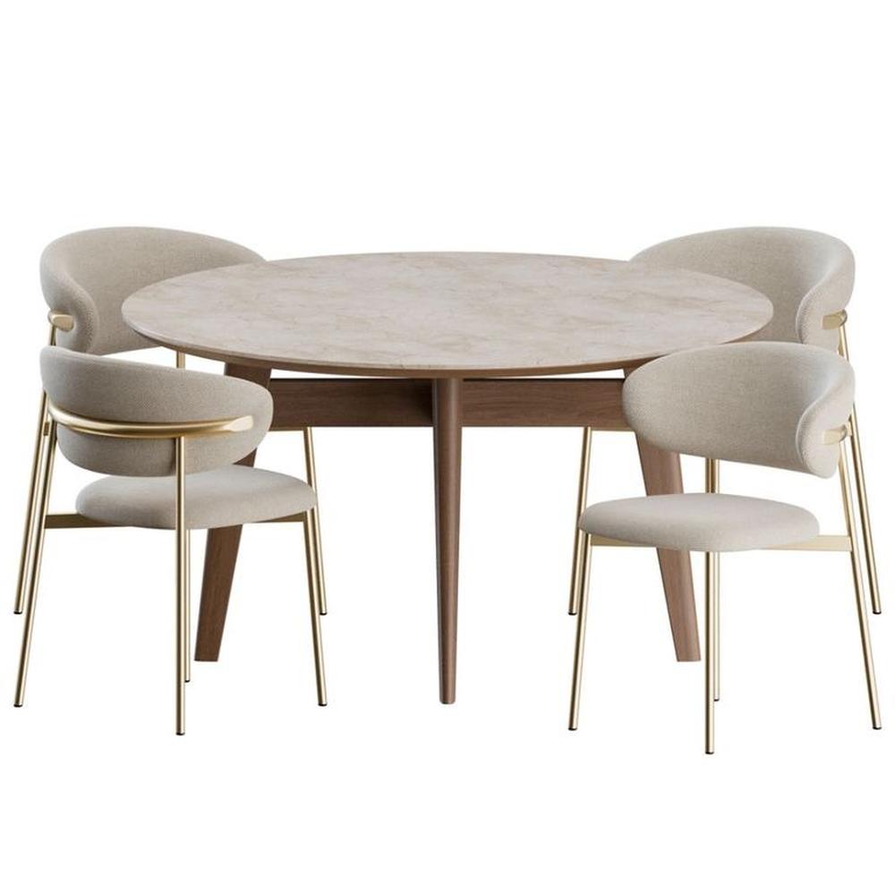 JUEGO DE COMEDOR 4 SILLAS CAYETANA DORADO