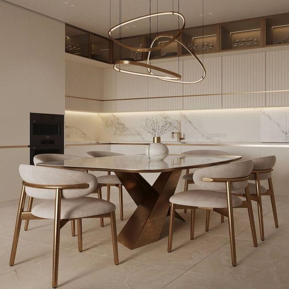 JUEGO DE COMEDOR 6 SILLAS JULIA BEIGE CLARO