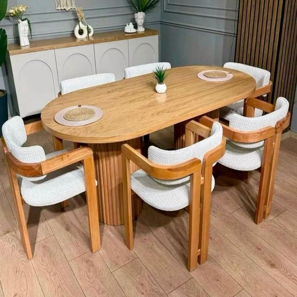 JUEGO DE COMEDOR 6 SILLAS JAMES GRIS PLATA
