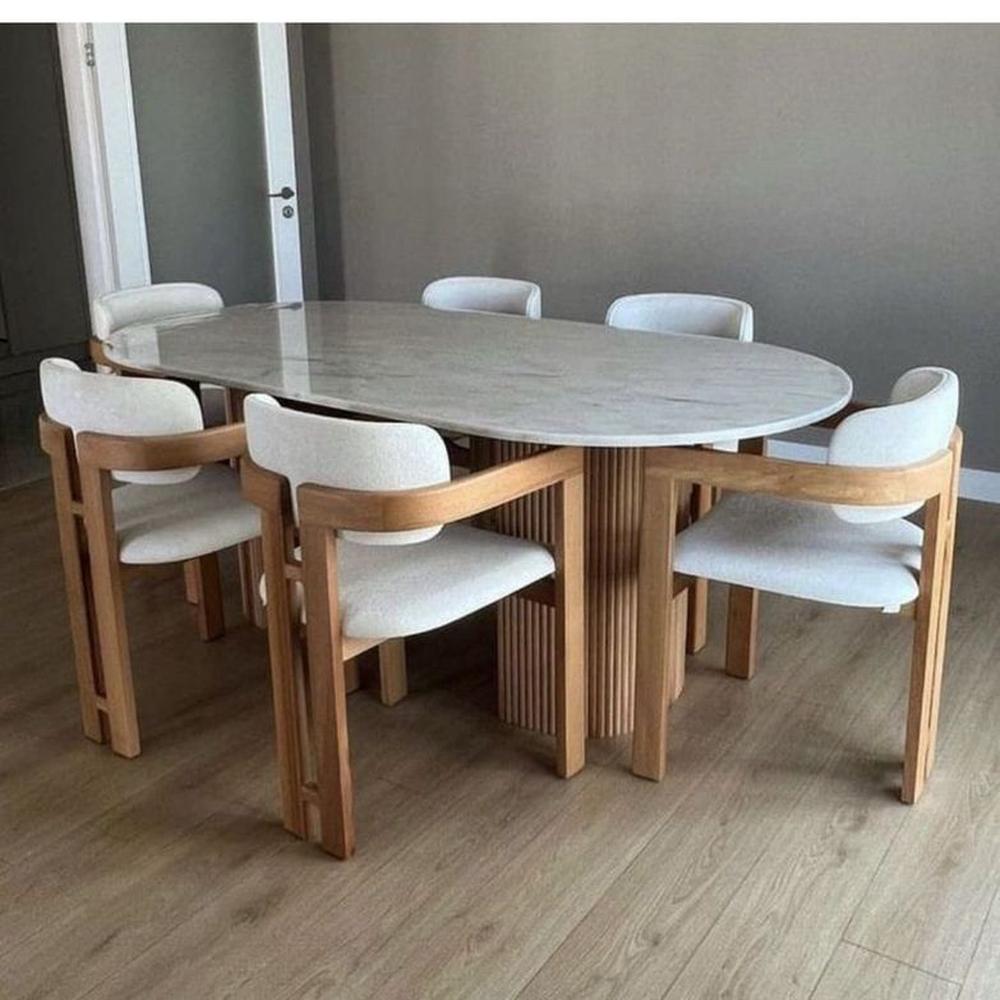 JUEGO DE COMEDOR 6 SILLAS GRETA MARFIL