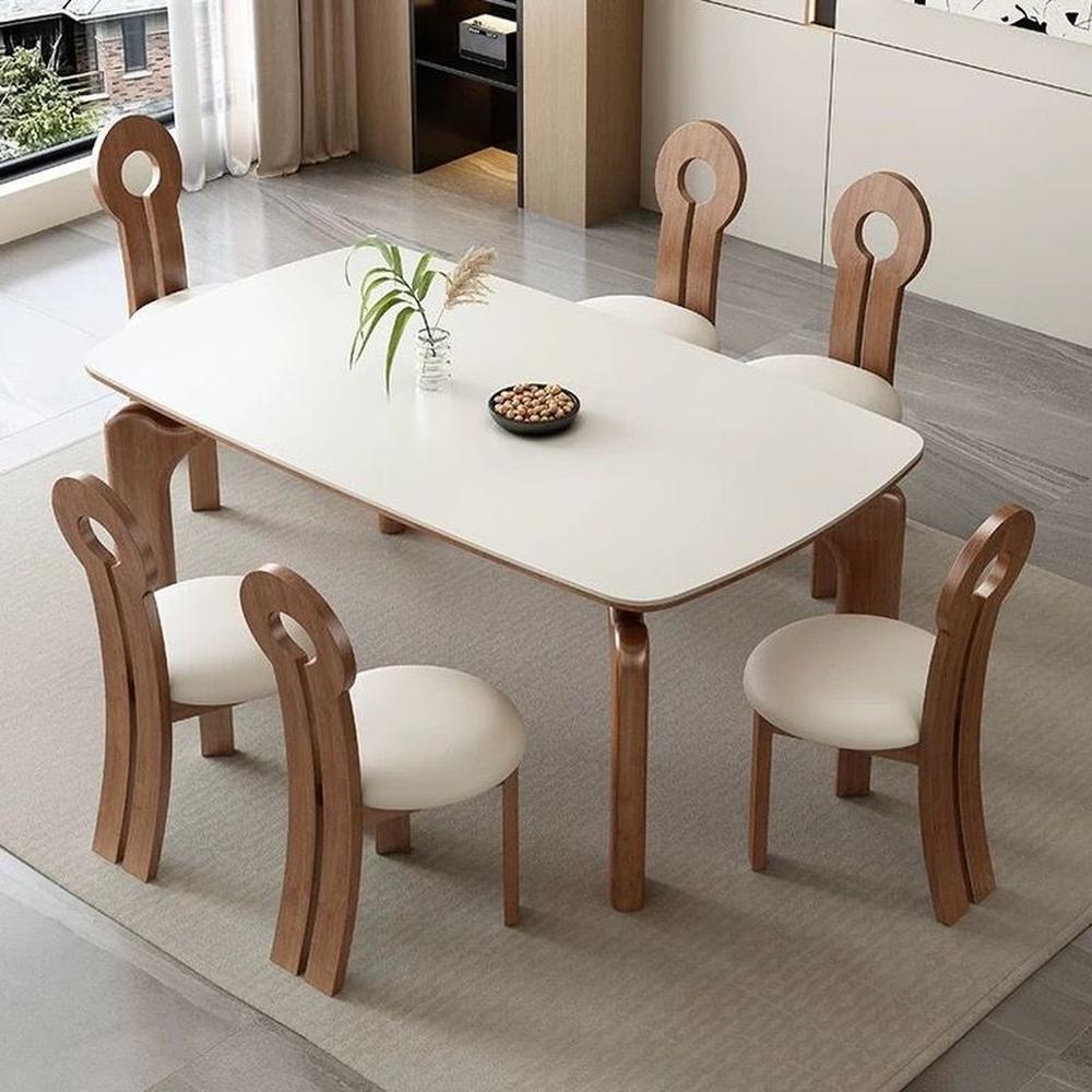 JUEGO DE COMEDOR 6 SILLAS ALESSA MARFIL