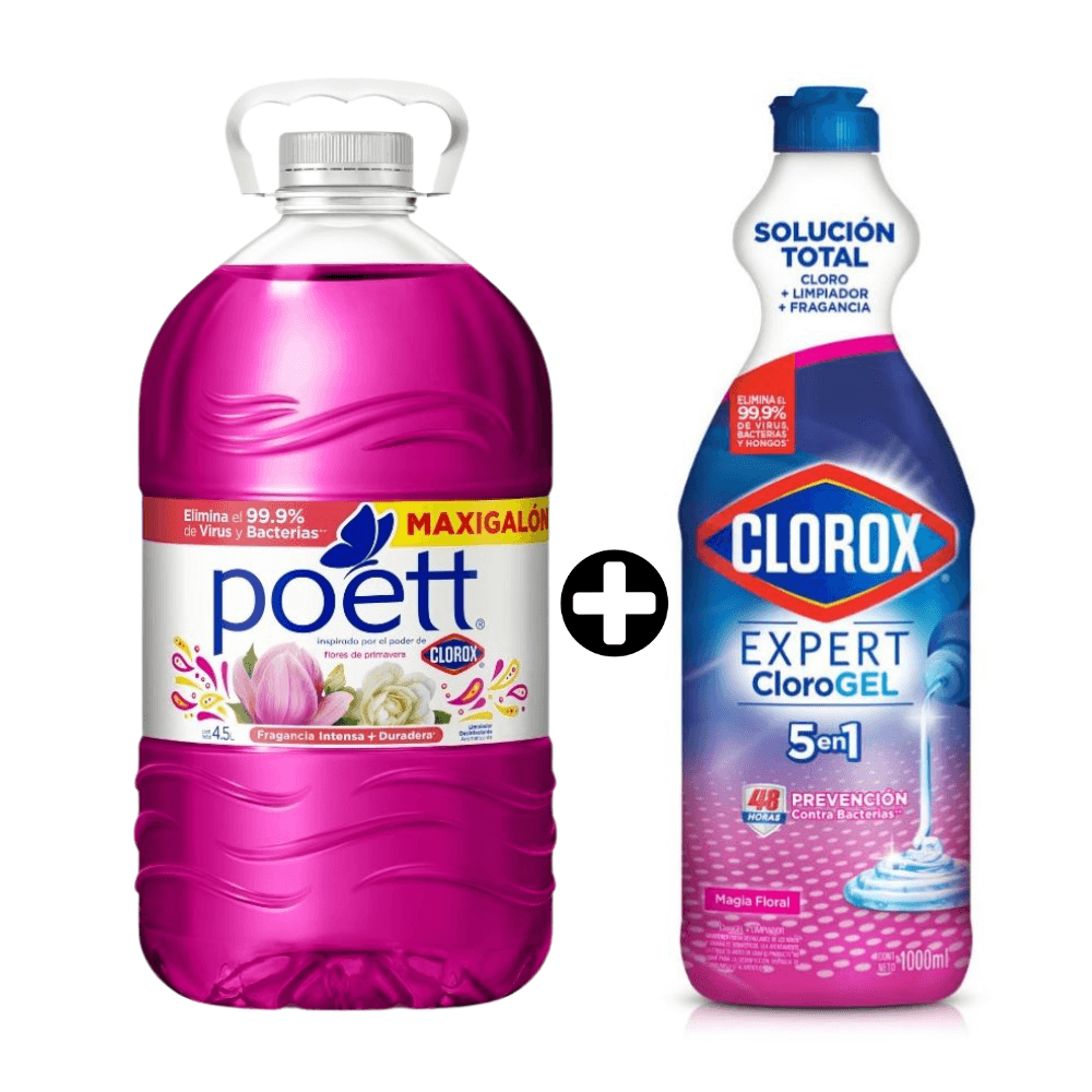 COMBO: Limpiador Poett Primavera 4.5L + Lejía Gel Clorox Floral 1L