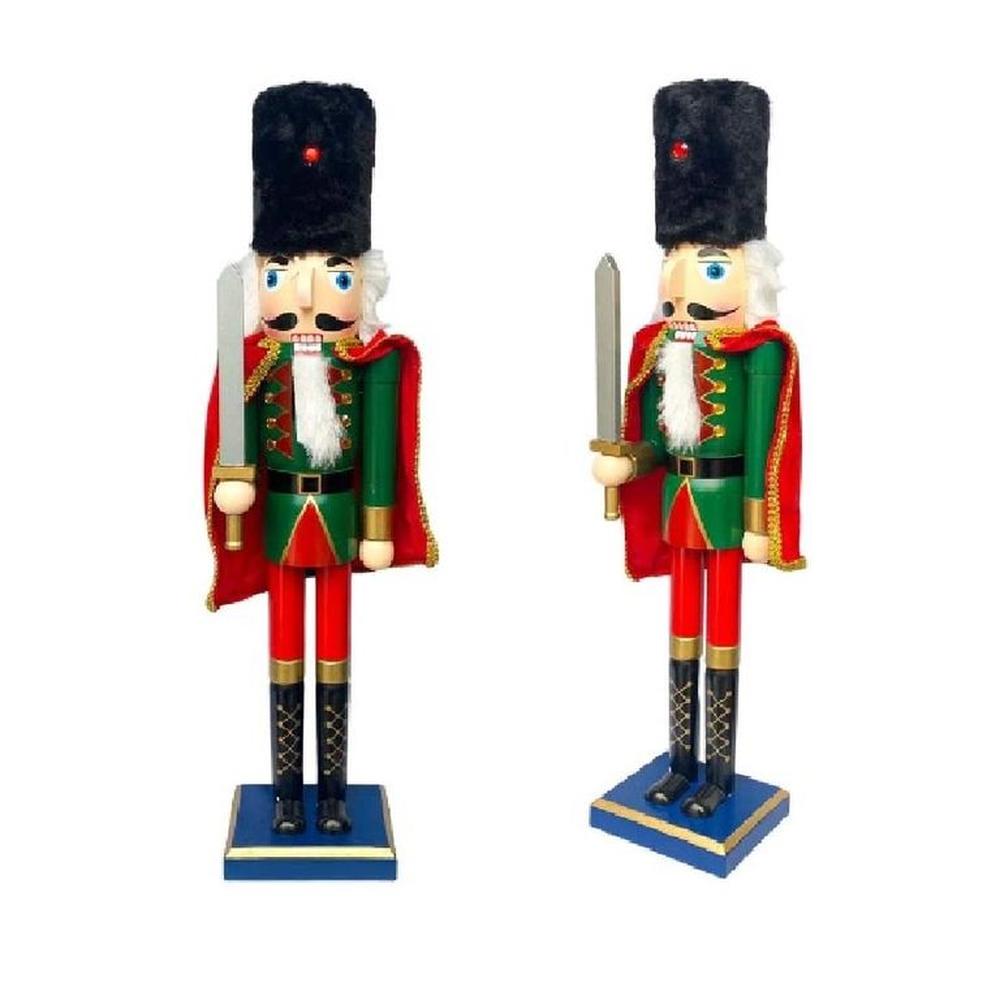 Cascanueces de Madera Navidad Soldado Espada 61cm Capa