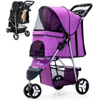 Coche De 3 Ruedas Para Mascotas Plegable 15 Kg Color Morado