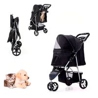 Coche De 3 Ruedas Para Mascotas Plegable 15 Kg Color Negro