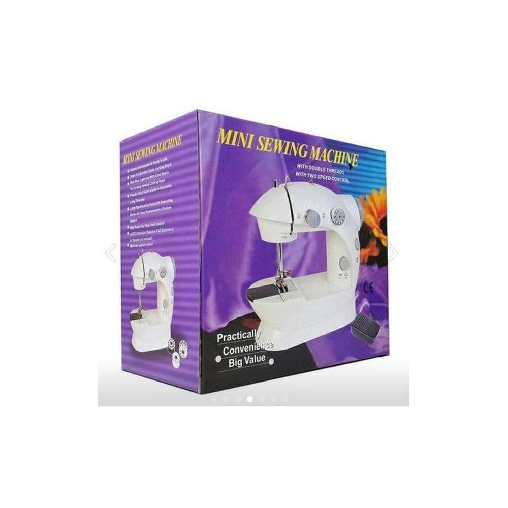 Mini máquina de coser portátil con pedal  -blanco