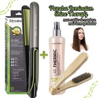 Tricombo plancha Alisadora Remington Shine Therapy S12A + spray + peine