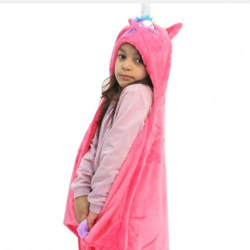 Manta Abrigo con Capucha con Luces LED Unicornio Rosado