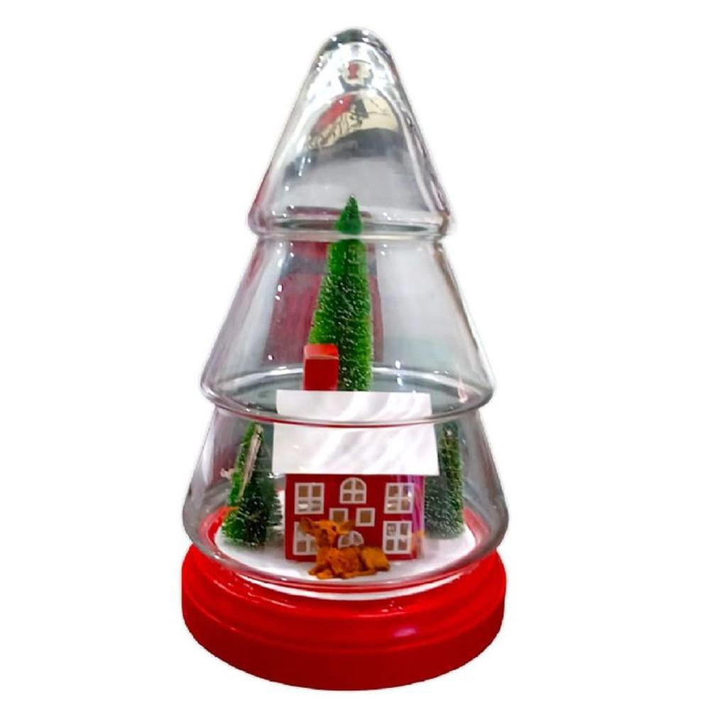 Adorno Grande Navideño Árbol de Vidrio Musical con Luz