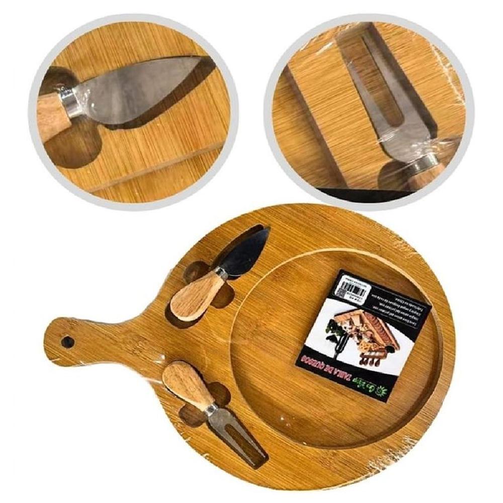 Tabla Madera Bambú Quesos Jamón Picoteo Cóctel