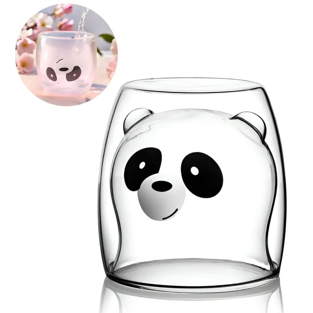 Vaso de Vidrio Borosilicato Doble Capa Modelo Panda  715PD08