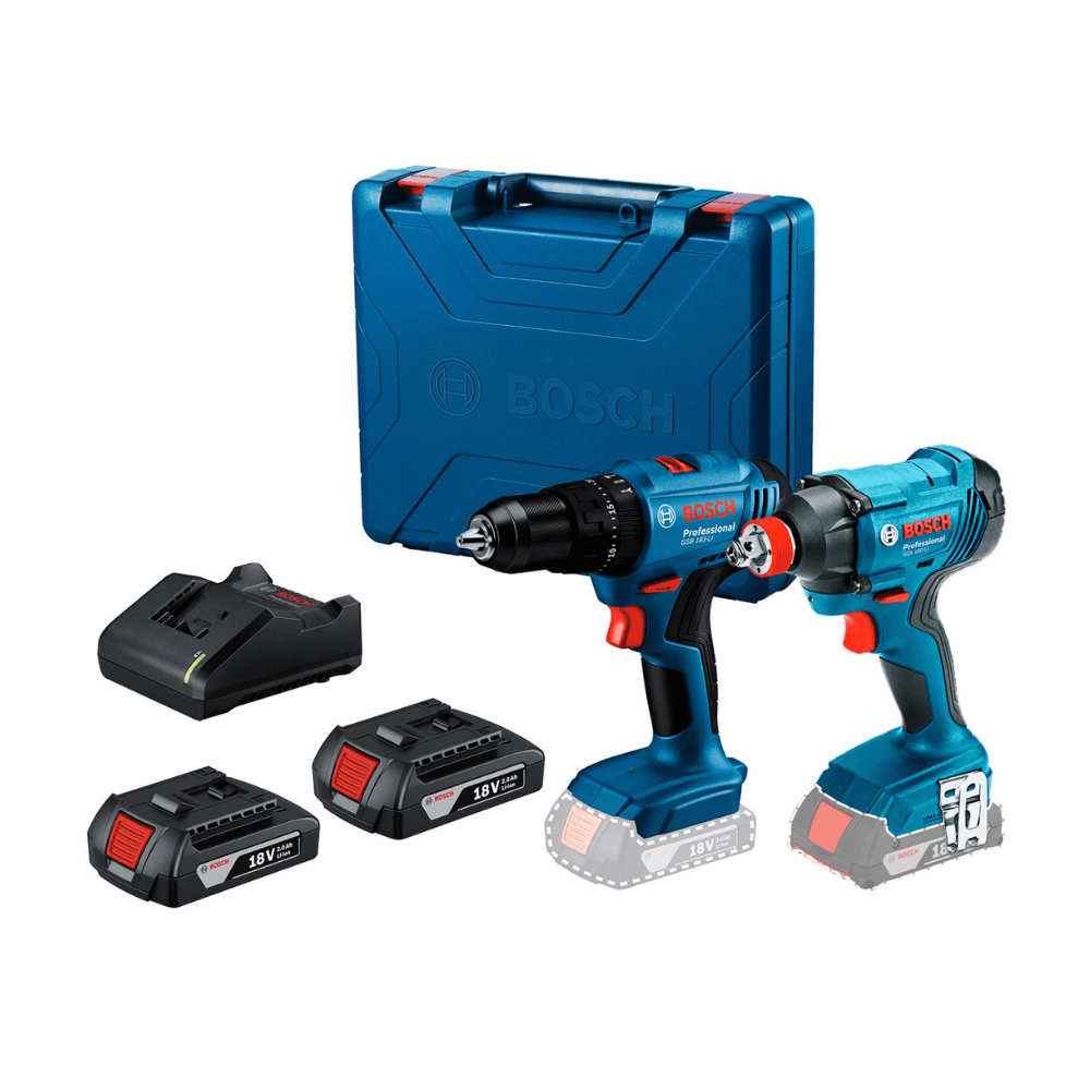 Taladro Gsb 183 Li + Llave de impacto Gdx 180-li + 2 Baterías + Cargador + Maletín Bosch