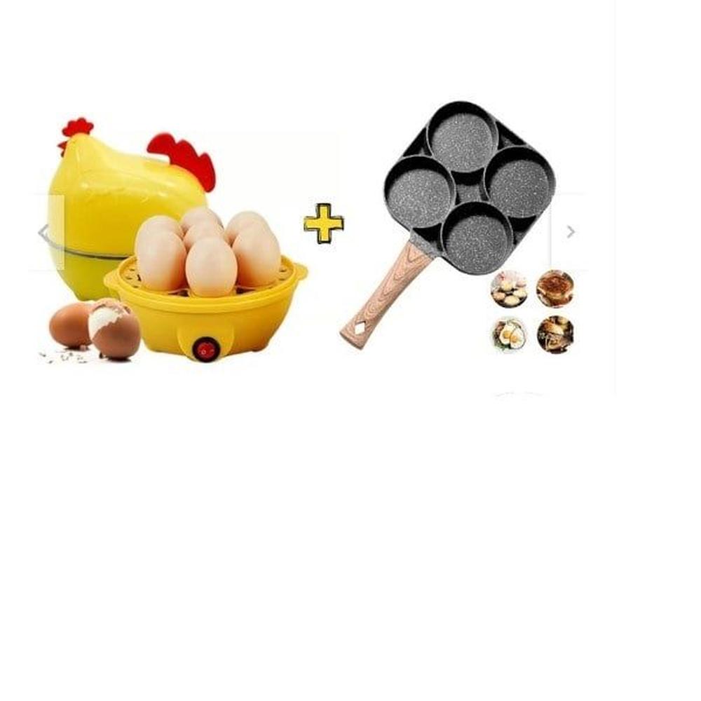 Pack Hervidor Eléctrico de Huevos de Gallina y Sartén 4 divisiones