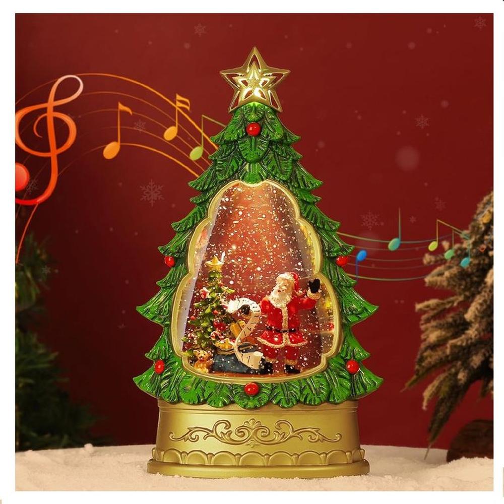 Adorno Navideño Lámpara Musical de Agua Modelo Papa Noel y Árbol