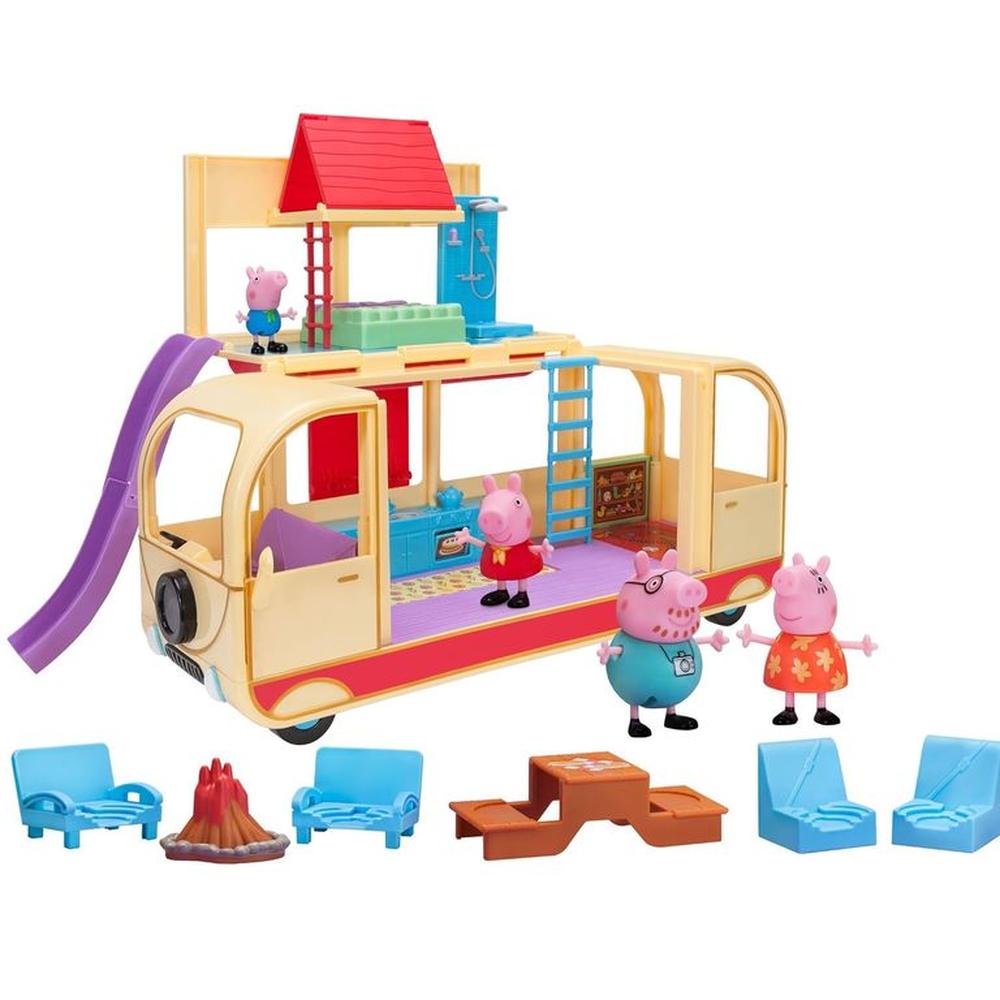 Peppa Pig Camper Caravana Campamento Playset 4 Figuras