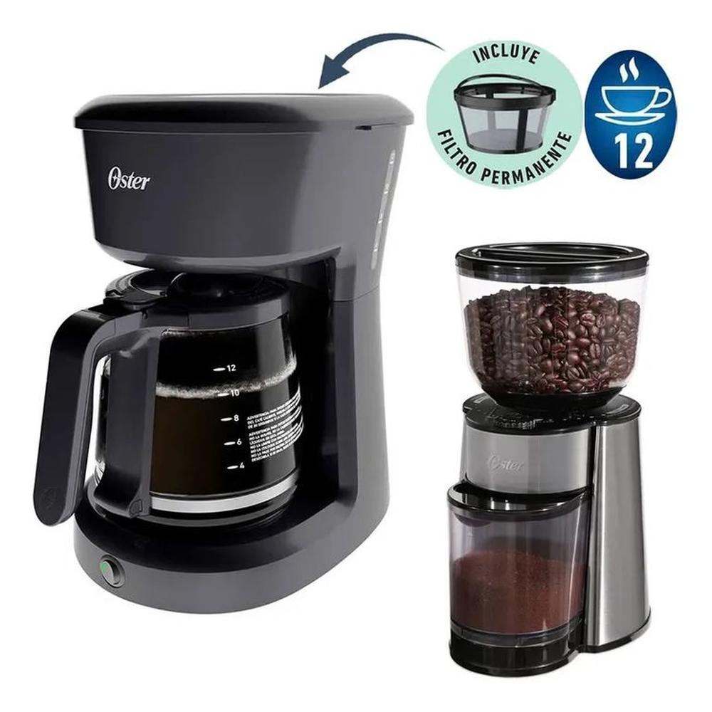 Combo Cafetera Oster 12 Tazas BVSTDCS12B + Molinillo de Cafe Oste