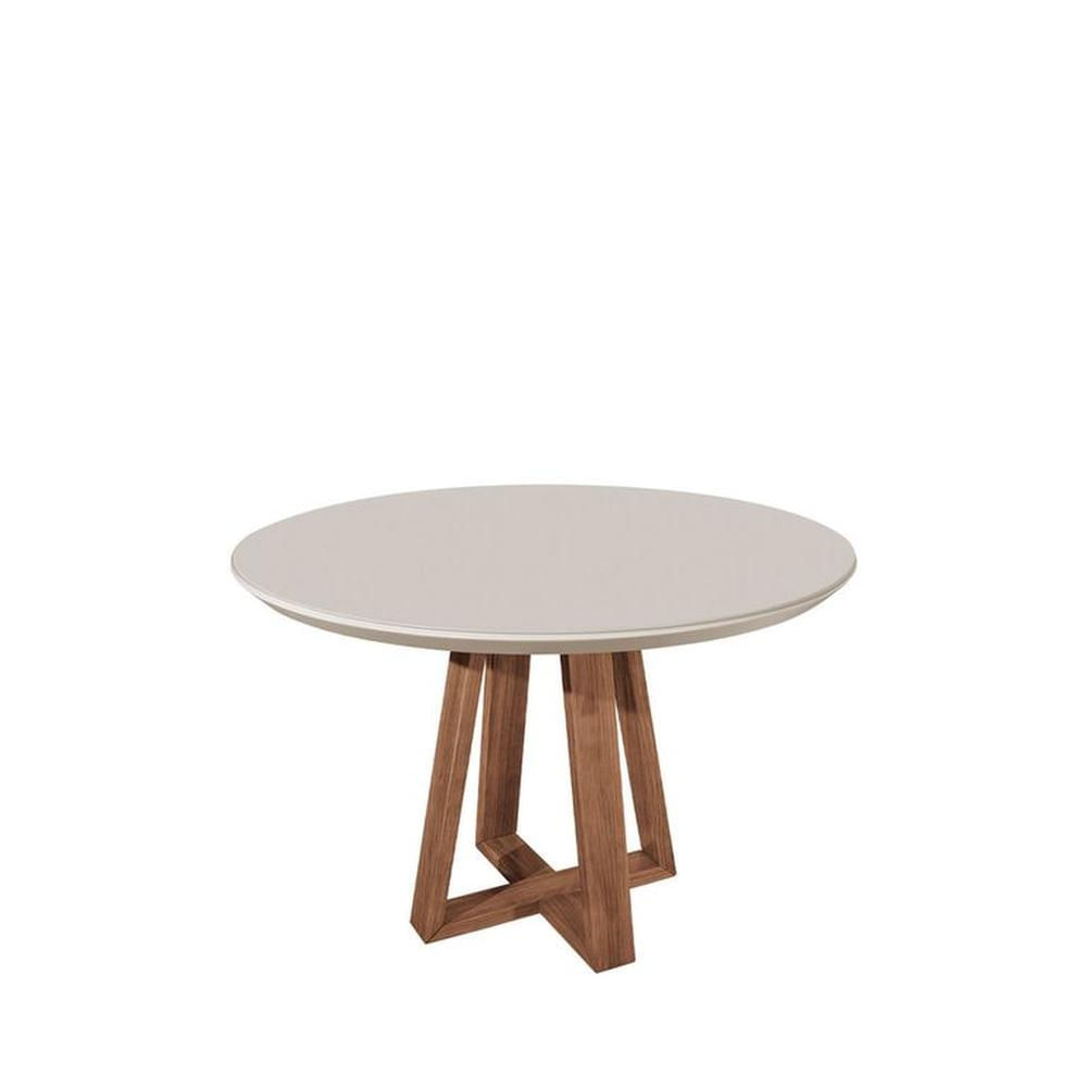 MESA DE COMEDOR REDONDA 1.15 BENNETT OFF WHITE & VIDRIO