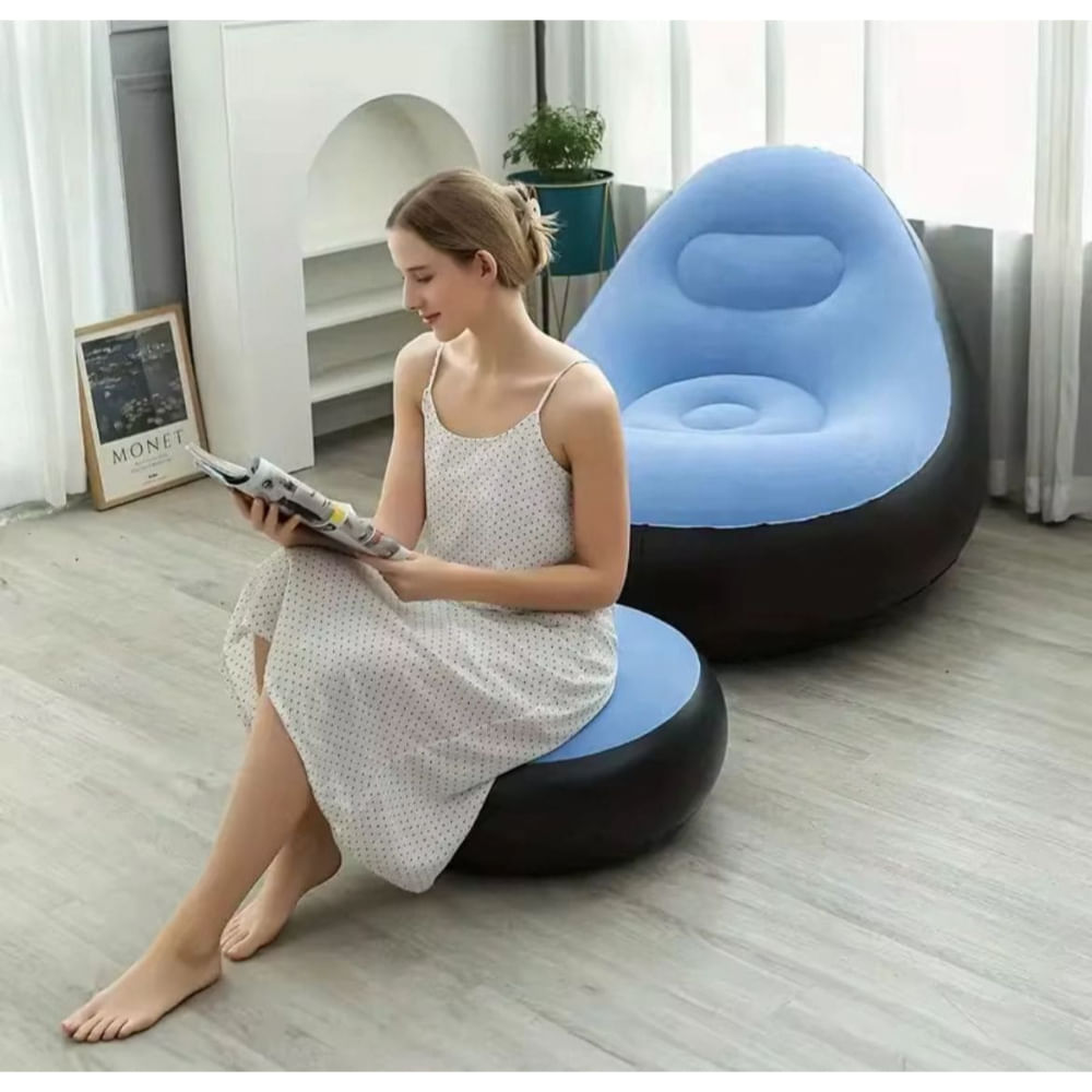 Sillon Puff Inflable con Posapies de Oficina Hogar Jardin Terraza
