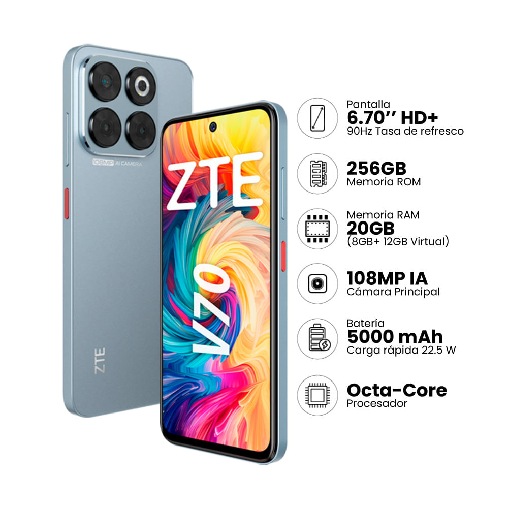 Smartphone ZTE Blade V70 8GB+256GB Gris