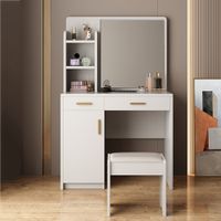 Tocador Moderno Chic 2 Cajones 1 Puerta Blanco R&R MUEBLES