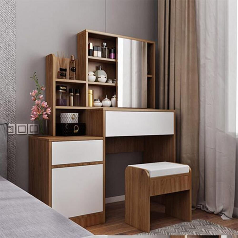 Tocador más Silla Moderno Floette 2 Cajones 1 Puerta R&R MUEBLES